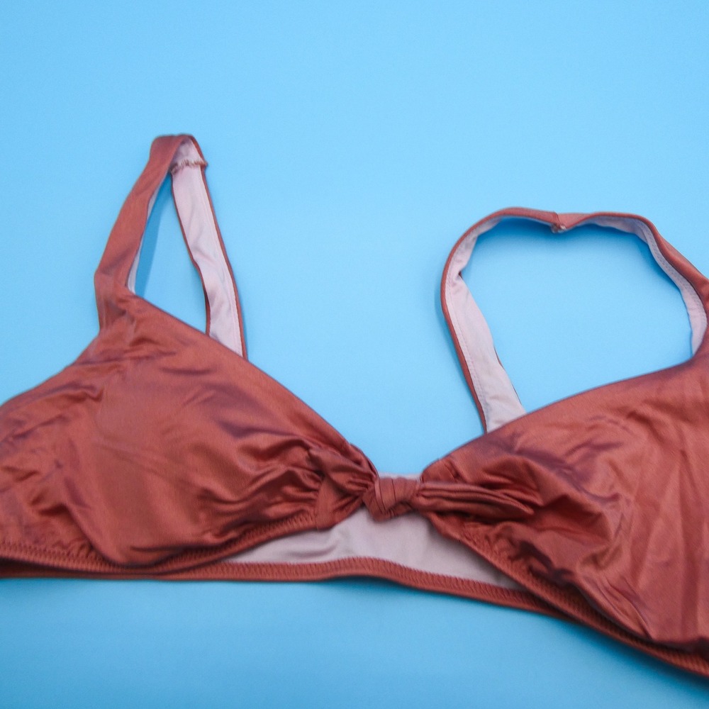 Victoria's Secret Bikini Top Womens Large Front Knot Metallic Rust Polyester - Picture 4 of 8